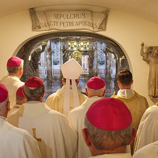 Bishop Brian and Australian bishops meet Pope Francis, pray at St Peter’s tomb