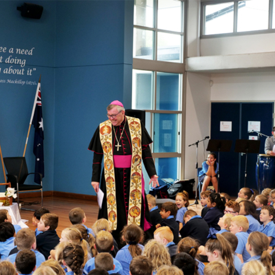 Bishop Brian celebrates St Joseph’s Day with the kids at St Joseph’s Bulli